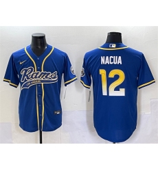 Men's Los Angeles Rams #12 Puka Nacua Royal Cool Base Stitched Baseball Jersey