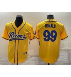 Men's Los Angeles Rams #99 Aaron Donald Yellow Stitched Cool Base Nike Baseball Jersey