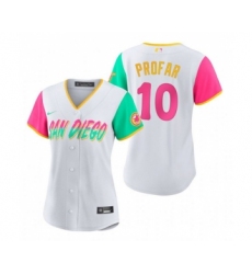 Women's San Diego Padres #10 Jurickson Profar White 2022 City Connect Cool Base Stitched Baseball Jersey(Run Small)