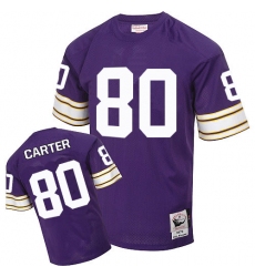 Mitchell And Ness Minnesota Vikings #80 Cris Carter Purple Team Color Authentic Throwback NFL Jersey