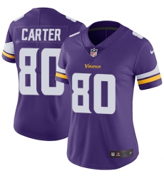 Women's Nike Minnesota Vikings #80 Cris Carter Purple Team Color Vapor Untouchable Limited Player NFL Jersey