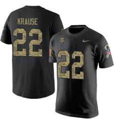 Nike Minnesota Vikings #22 Paul Krause Black Camo Salute to Service T-Shirt
