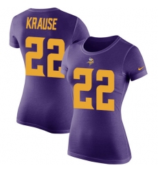 Women's Nike Minnesota Vikings #22 Paul Krause Purple Rush Pride Name & Number T-Shirt