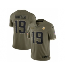 Men's Minnesota Vikings #19 Adam Thielen 2022 Olive Salute To Service Limited Stitched Jersey