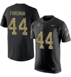 Nike Minnesota Vikings #44 Chuck Foreman Black Camo Salute to Service T-Shirt