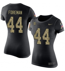Women's Nike Minnesota Vikings #44 Chuck Foreman Black Camo Salute to Service T-Shirt