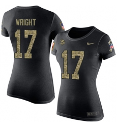Women's Nike Minnesota Vikings #17 Jarius Wright Black Camo Salute to Service T-Shirt