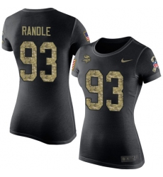 Women's Nike Minnesota Vikings #93 John Randle Black Camo Salute to Service T-Shirt