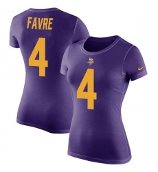 Women's Nike Minnesota Vikings #4 Brett Favre Purple Rush Pride Name & Number T-Shirt