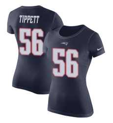 Women's Nike New England Patriots #56 Andre Tippett Navy Blue Rush Pride Name & Number T-Shirt