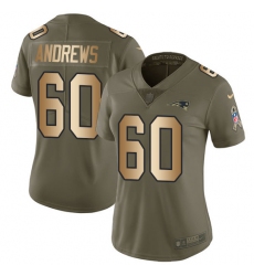 Women's Nike New England Patriots #60 David Andrews Limited Olive/Gold 2017 Salute to Service NFL Jersey