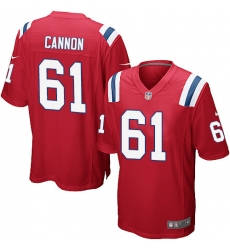 Men's Nike New England Patriots #61 Marcus Cannon Game Red Alternate NFL Jersey