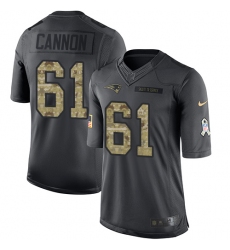 Men's Nike New England Patriots #61 Marcus Cannon Limited Black 2016 Salute to Service NFL Jersey