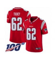 Men's New England Patriots #62 Joe Thuney Limited Red Inverted Legend 100th Season Football Jersey