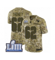 Youth Nike New England Patriots #62 Joe Thuney Limited Camo 2018 Salute to Service Super Bowl LIII Bound NFL Jersey