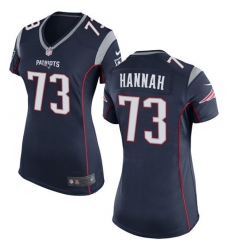 Women's Nike New England Patriots #73 John Hannah Game Navy Blue Team Color NFL Jersey