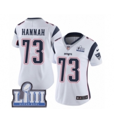 Women's Nike New England Patriots #73 John Hannah White Vapor Untouchable Limited Player Super Bowl LIII Bound NFL Jersey