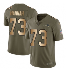 Youth Nike New England Patriots #73 John Hannah Limited Olive/Gold 2017 Salute to Service NFL Jersey