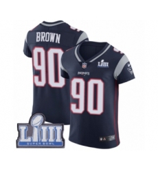 Men's Nike New England Patriots #90 Malcom Brown Navy Blue Team Color Vapor Untouchable Elite Player Super Bowl LIII Bound NFL Jersey