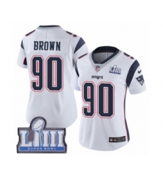 Women's Nike New England Patriots #90 Malcom Brown White Vapor Untouchable Limited Player Super Bowl LIII Bound NFL Jersey