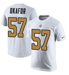 Nike New Orleans Saints #57 Alex Okafor White Rush Pride Name & Number T-Shirt