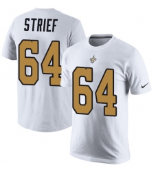 Nike New Orleans Saints #64 Zach Strief White Rush Pride Name & Number T-Shirt