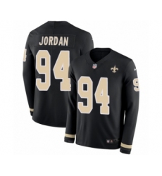 Men's Nike New Orleans Saints #94 Cameron Jordan Limited Black Therma Long Sleeve NFL Jersey