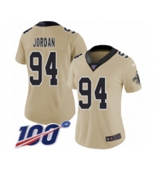 Women's New Orleans Saints #94 Cameron Jordan Limited Gold Inverted Legend 100th Season Football Jersey Women's New Orleans Saints #94 Cameron Jordan Limited Gold Inverted Legend 100th Season Football Jersey