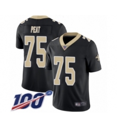 Men's New Orleans Saints #75 Andrus Peat Black Team Color Vapor Untouchable Limited Player 100th Season Football Jersey
