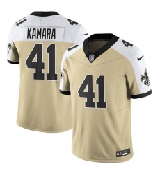 Men's New Orleans Saints #41 Alvin Kamara Gold White Alternate 2025 F.U.S.E. Vapor Limited Football Stitched Jersey