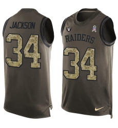Men's Nike Oakland Raiders #34 Bo Jackson Limited Green Salute to Service Tank Top NFL Jersey