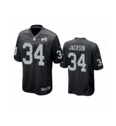 Women's Oakland Raiders #34 Bo Jackson Game Black 60th Anniversary Team Color Football Jersey
