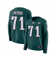 Women's Nike Philadelphia Eagles #71 Jason Peters Limited Green Therma Long Sleeve NFL Jersey