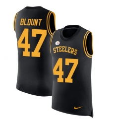 Men's Nike Pittsburgh Steelers #47 Mel Blount Limited Black Rush Player Name & Number Tank Top NFL Jersey