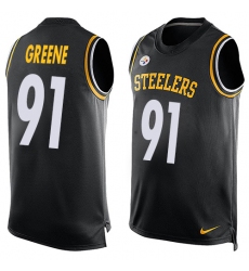 Men's Nike Pittsburgh Steelers #91 Kevin Greene Limited Black Player Name & Number Tank Top NFL Jersey