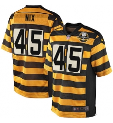 Men's Nike Pittsburgh Steelers #45 Roosevelt Nix Game Yellow/Black Alternate 80TH Anniversary Throwback NFL Jersey