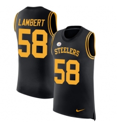 Men's Nike Pittsburgh Steelers #58 Jack Lambert Limited Black Rush Player Name & Number Tank Top NFL Jersey Men's Nike Pittsburgh Steelers #58 Jack Lambert Limited Black Rush Player Name & Number Tank Top NFL Jersey