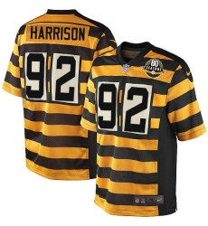 Men's Nike Pittsburgh Steelers #92 James Harrison Elite Yellow/Black Alternate 80TH Anniversary Throwback NFL Jersey