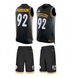 Men's Nike Pittsburgh Steelers #92 James Harrison Limited Black Tank Top Suit NFL Jersey