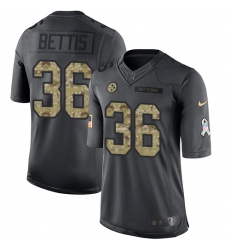 Men's Nike Pittsburgh Steelers #36 Jerome Bettis Limited Black 2016 Salute to Service NFL Jersey