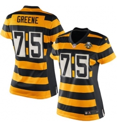 Women's Nike Pittsburgh Steelers #75 Joe Greene Game Yellow/Black Alternate 80TH Anniversary Throwback NFL Jersey