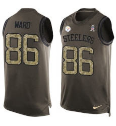 Men's Nike Pittsburgh Steelers #86 Hines Ward Limited Green Salute to Service Tank Top NFL Jersey