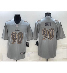 Men's Pittsburgh Steelers #90 TJ Watt Grey Atmosphere Fashion 2022 Vapor Untouchable Stitched Limited Jersey