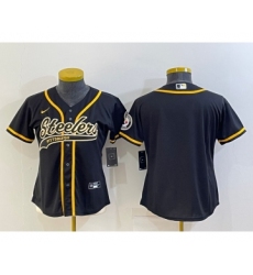 Women's Pittsburgh Steelers Blank Black With Patch Cool Base Stitched Baseball Jersey