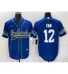 Men's Nike Seattle Seahawks #12 Fan Blue Blue Cool Base Stitched Baseball Jersey Men's Nike Seattle Seahawks #12 Fan Blue Blue Cool Base Stitched Baseball Jersey