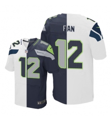 Men's Nike Seattle Seahawks 12th Fan Elite Navy/White Split Fashion NFL Jersey