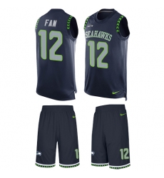 Men's Nike Seattle Seahawks 12th Fan Limited Steel Blue Tank Top Suit NFL Jersey