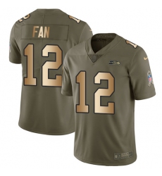 Youth Nike Seattle Seahawks 12th Fan Limited Olive/Gold 2017 Salute to Service NFL Jersey
