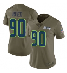 Women's Nike Seattle Seahawks #90 Jarran Reed Limited Olive 2017 Salute to Service NFL Jersey