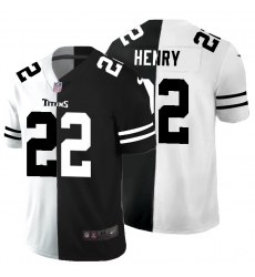 Men's Tennessee Titans #22 Derrick Henry Black White Limited Split Fashion Football Jersey Men's Tennessee Titans #22 Derrick Henry Black White Limited Split Fashion Football Jersey
